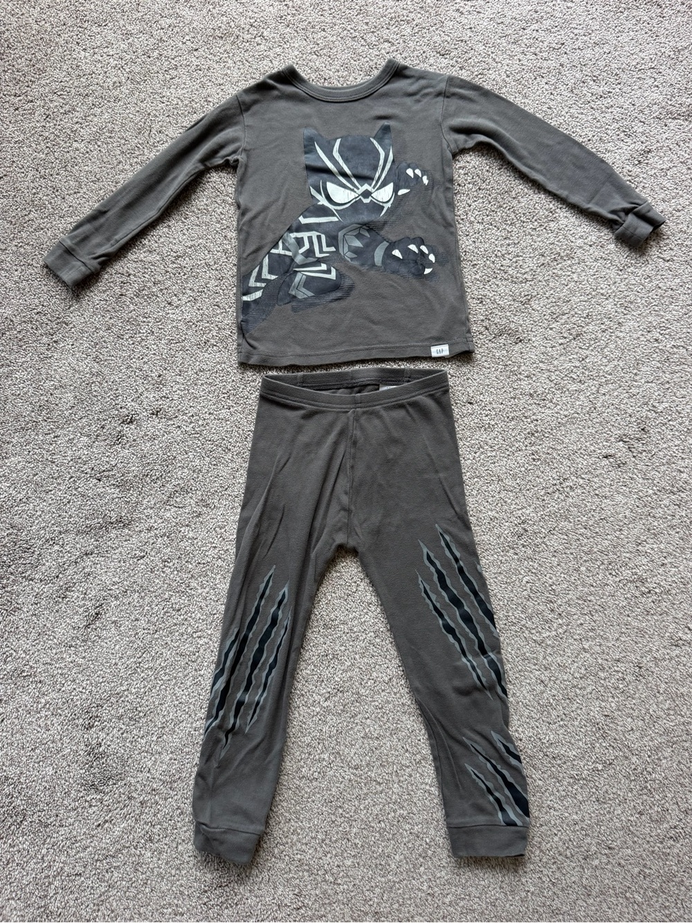 GAP Gray Kids Pajama Set with Hero Graphic
